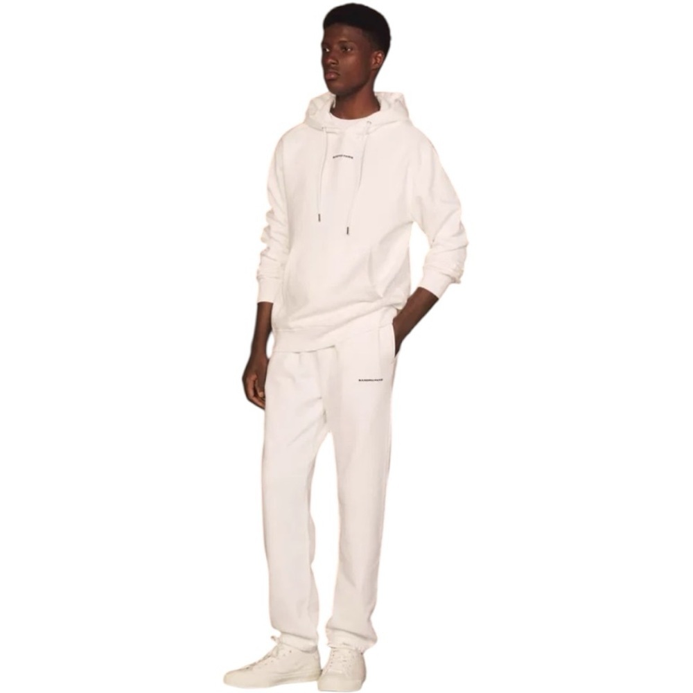 Sandro Paris White Drawstring Bottoms W/ Black Embroidery Men’s Xxl
